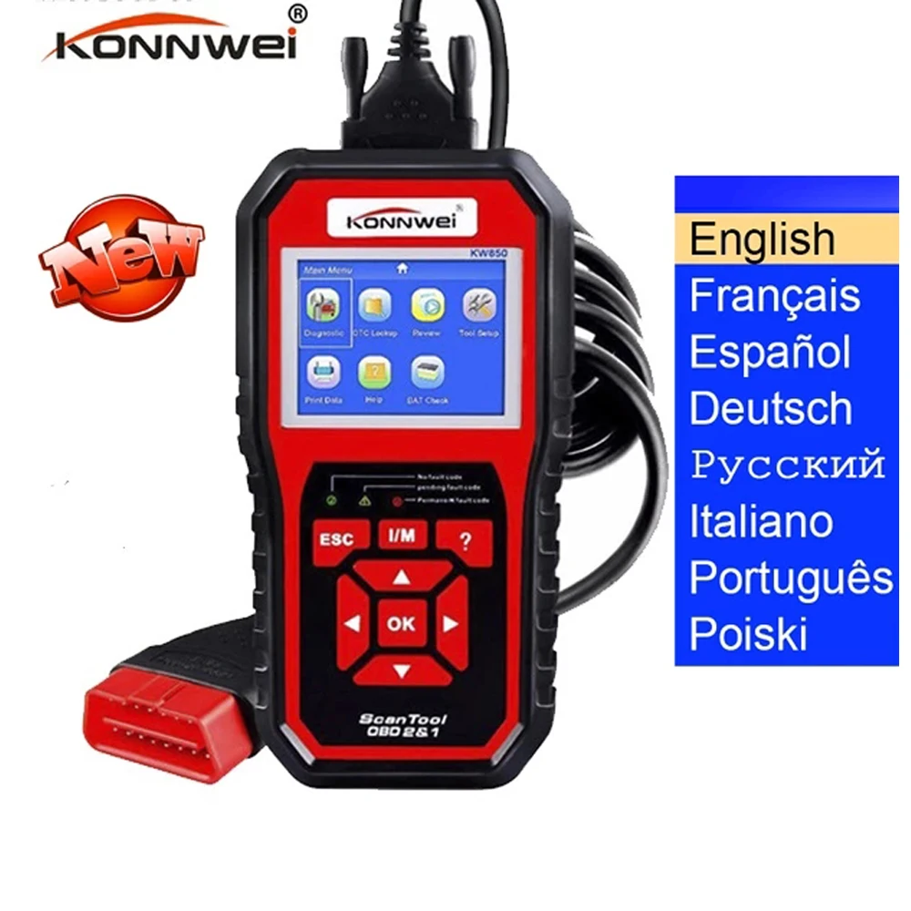 Full OBD Diagnostic Tool KW850 OBD2 Scanner OBDII Anto Scan Code Reader Check Engine Light Tools for All Cars After 1996
