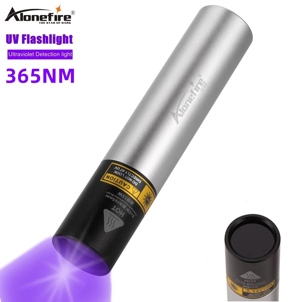 Alonefire SV22 UV Flashlight 365nm Ultra Violets mini Ultraviolet Waterproof Invisible Torch for Pet Stains Hunting Marker Check