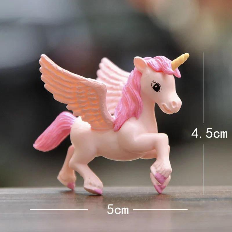 Unicor Cake Topper Miniature Pegasus Rainbow Figure Girl Woman Angel Wings Birthday Party Wedding Cake Decoration Supplies