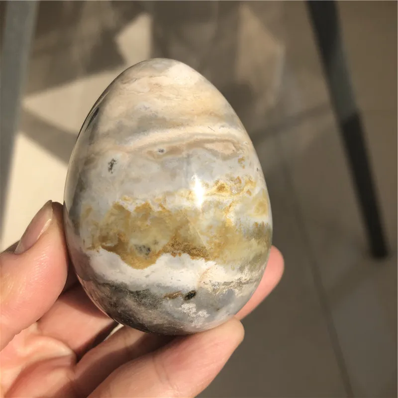 

230g Natural Hand Carved Ocean Jasper Crystal Polished Eggs For Decoration