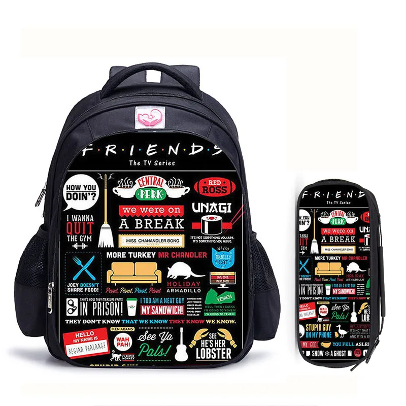 

16 Inch Central Perk Coffee Friends Backpack Children School Bags Boys Girls Daily Travel Backpacks Cartoon Mochila