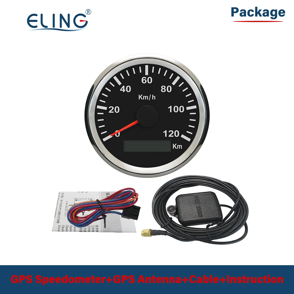 

ELING Universal 85mm 120km/h 200km/h GPS Speedometer Speed Gauge with Red Backlight IP67 Waterproof for Car Truck Motorcycle
