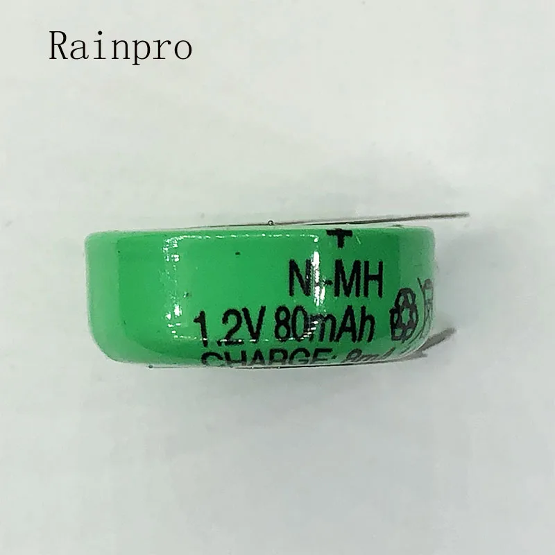 1PCS/LOT 1.2V 80mAh Ni-MH Ni MH Batteries With Pins Rechargeable Button Cell Battery for timer
