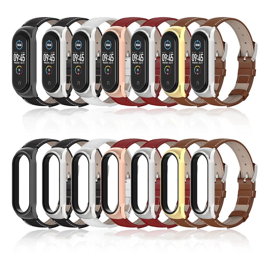 For Mi Band 5 Strap for Mi Band 4 Bracelet Genuine Leather Wristband Replacement for Xiaomi Miband 3 4 5 Wrist Belt Correa