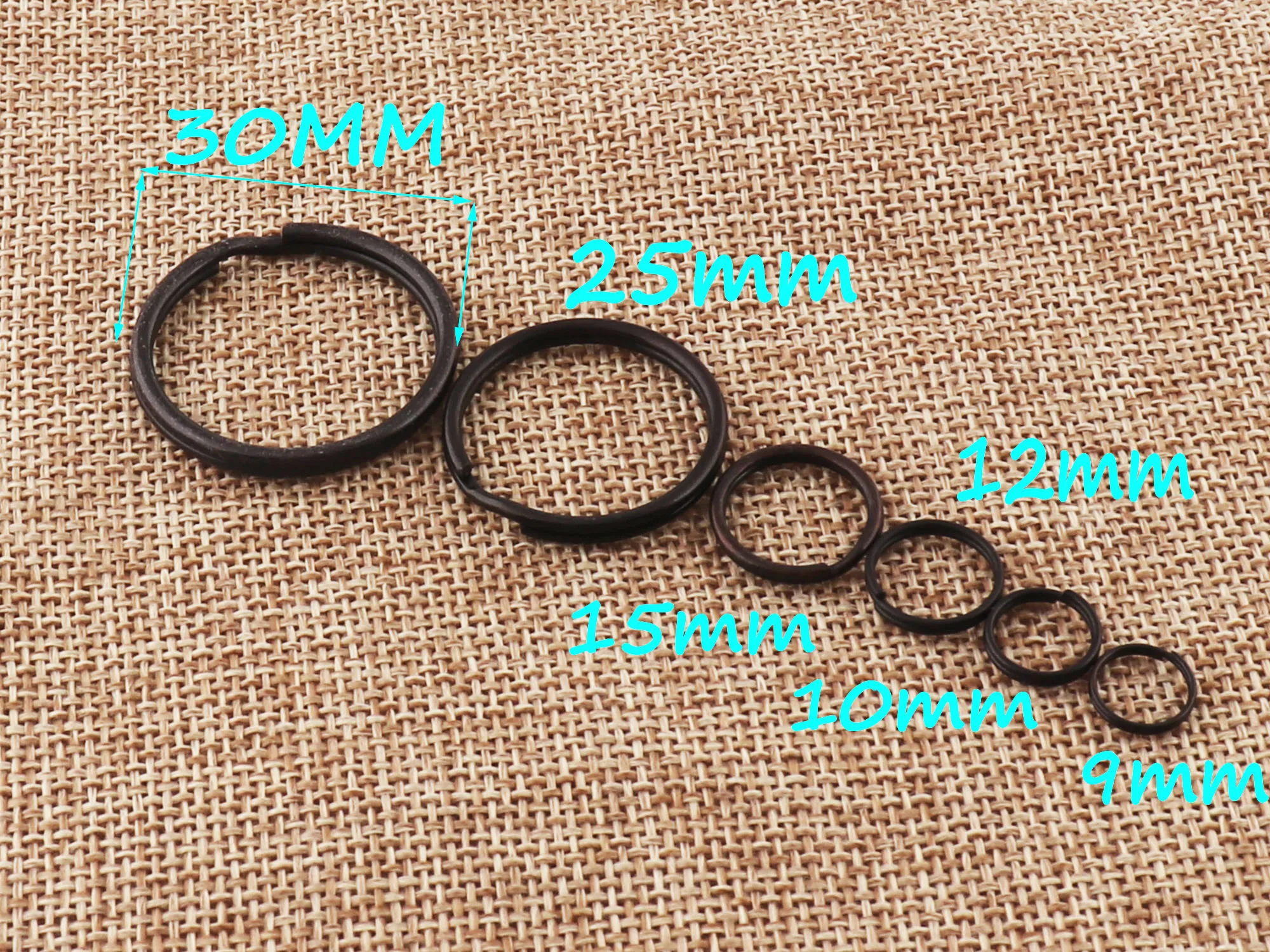 20-100 PCS Black Split Key Rings,Split Key Rings,Split Jump Rings,leather key chains key fob-30mm/25mm/15mm/12mm/10mm/9mm