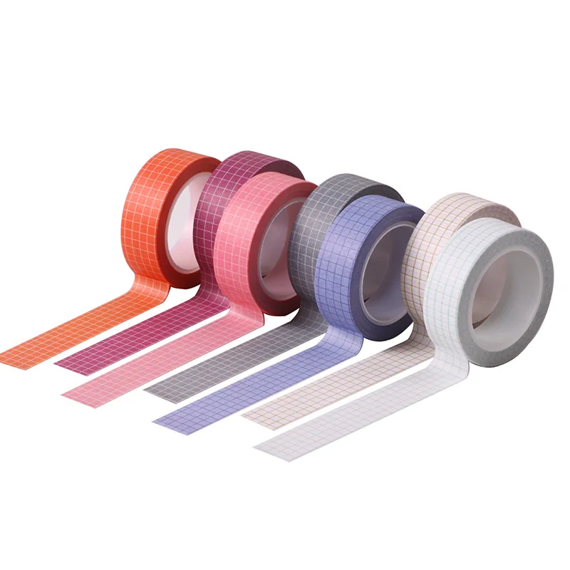 10M Pure Color Grid Washi Tape Set Masking Tape Journaling Supplies Washy Tape Organizer Washichool Office Supplies Decor Kawaii