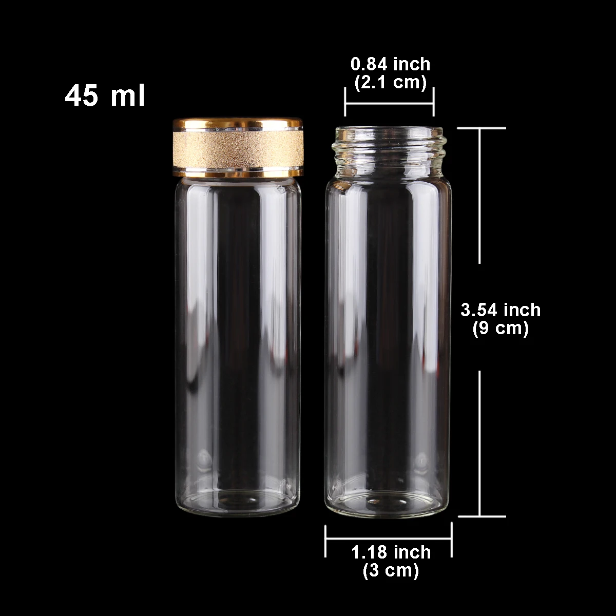 5pcs 45ml 30*90mm Perfume Bottles Glass vessels with Golden Frosted Potion Bottles Glass Bottle Glass Vials for Wedding Favors