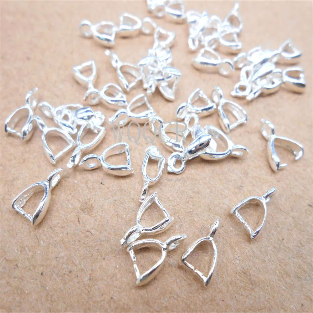 200PCS/Lot 925 Silver Clasps Pinch Clips Bails Charm Melon Seeds Buckle Pendant DIY Necklace Bracelet Connectors Jewelry Finding