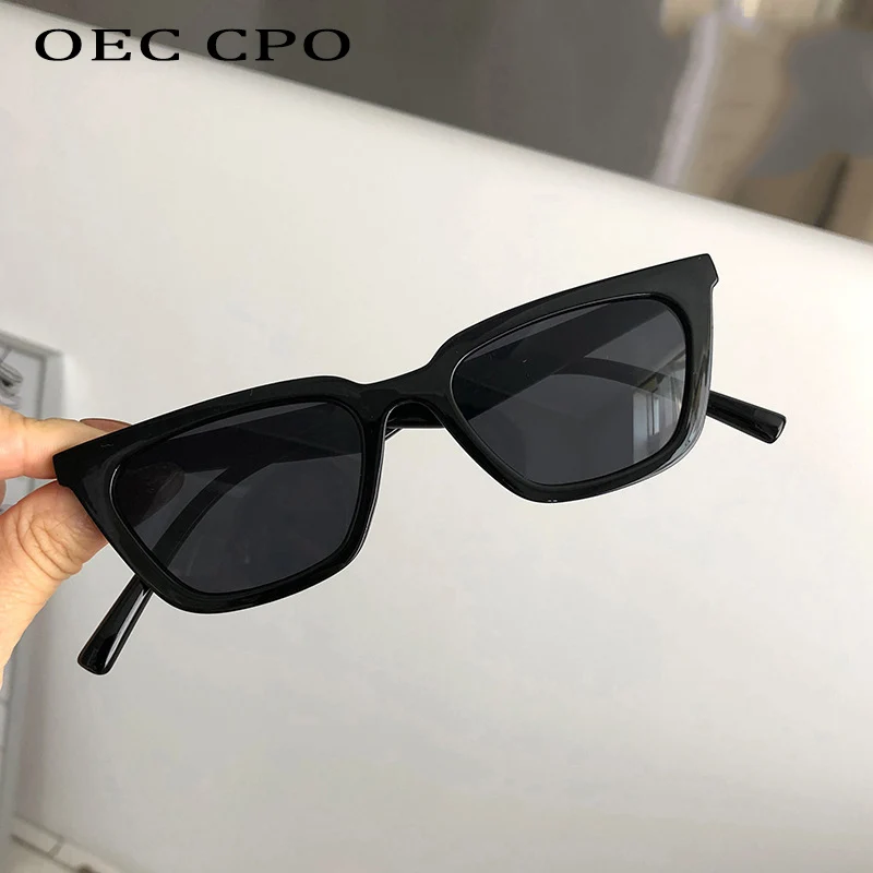 OEC CPO Lady Vintage Small Square Sunglasses Women Brand Clear Yellow Lens Punk Sun Glasses Female Eyeglasses UV400 Goggles