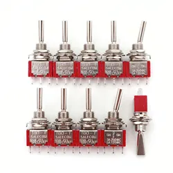 10Pcs SH T8014-U Flatted Lever 3Pin ON-OFF-ON Latching 3-Position SPDT Mini Toggle Switch