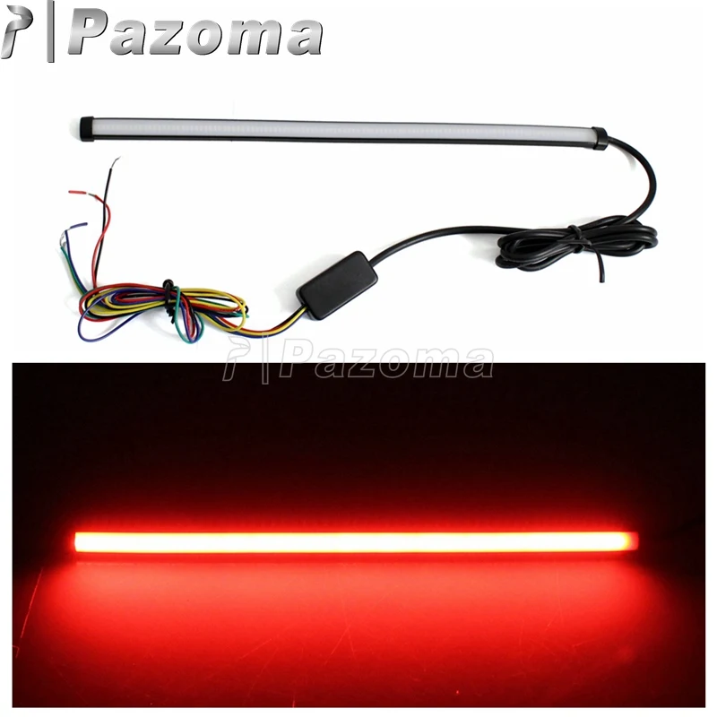 29cm Universal Motorcycle LED Light Strip Tube Sequential Turn Signals License Plate Tail Light Brake Stop Light Red Amber Color