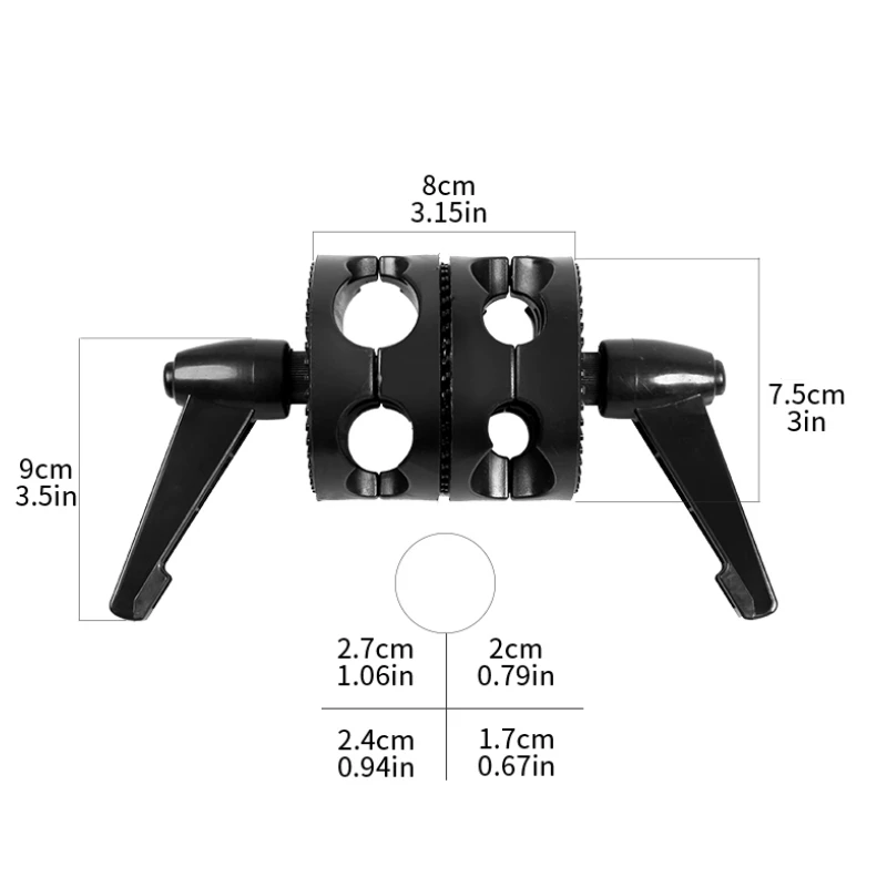 RYH Swivel Dual Head Grip Holder Bracket for Photo Studio Boom Reflector Arm Support Dual Grip Head Angle Clamp Photography pole