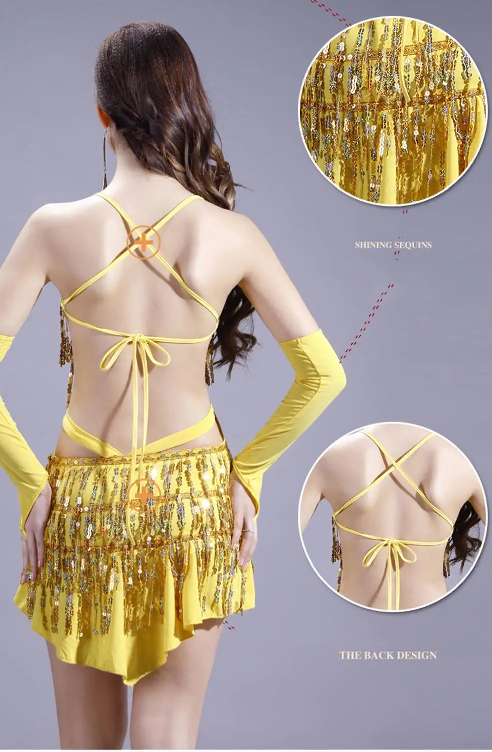 CACARE Sequins ชุดเต้นรำละตินผู้หญิงละตินเต้นรำการแข่งขันชุด Fringed Salsa 7 Choices D0334 Ruffled Hem Backless