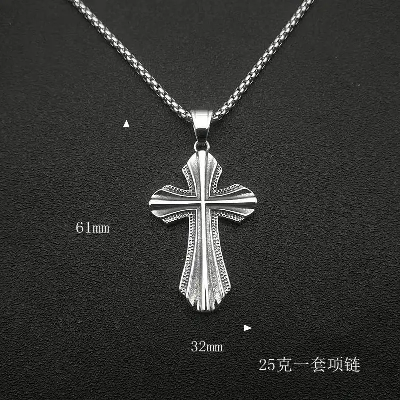 Hip Hop Rock Gold Sivler Color Stainless Steel Cross Pendants Necklaces for Men Rapper Jewelry Drop Shipping