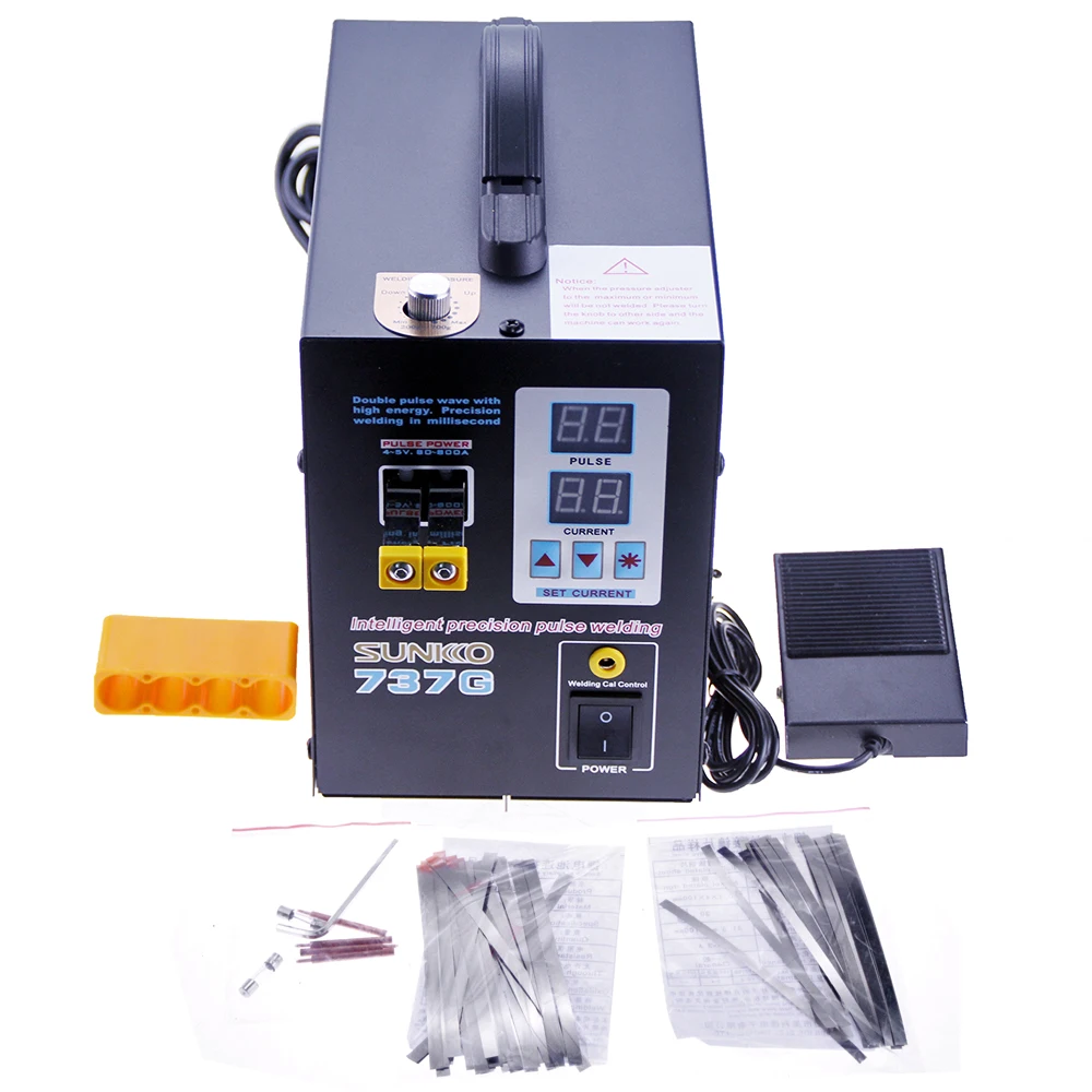 

SUNKKO 737G Spot welder 1.5kw LED Dual Digital Display pulse Precision Spot Welding of Fixed Push Welding Joint for 18650