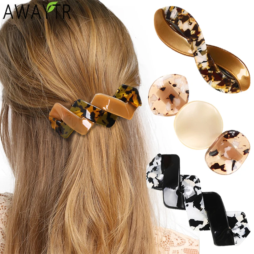 New Acrylic Twist Hairgrips Women Girls Cross 8-Shape Hair Clips Ponytail Holder Hairpins Fashion Hair Accessories Barrettes2022