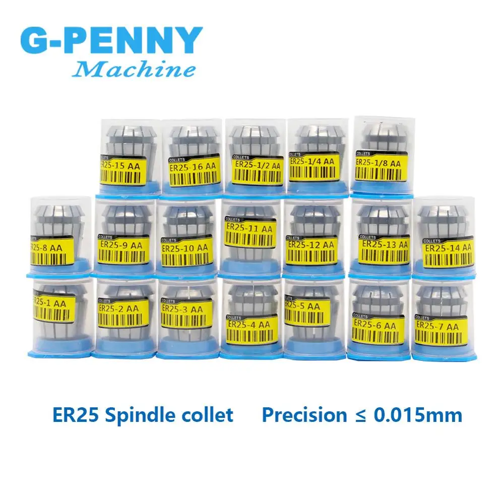 G-Penny 1x ER25 Spring Collet Chuck 0.015mm 1,2,3,4,5,6,7,8,9,10,11,12,13,14,15,16,1/4,1/8,1/2 Milling Lathe Tool Spindle Motor image 5