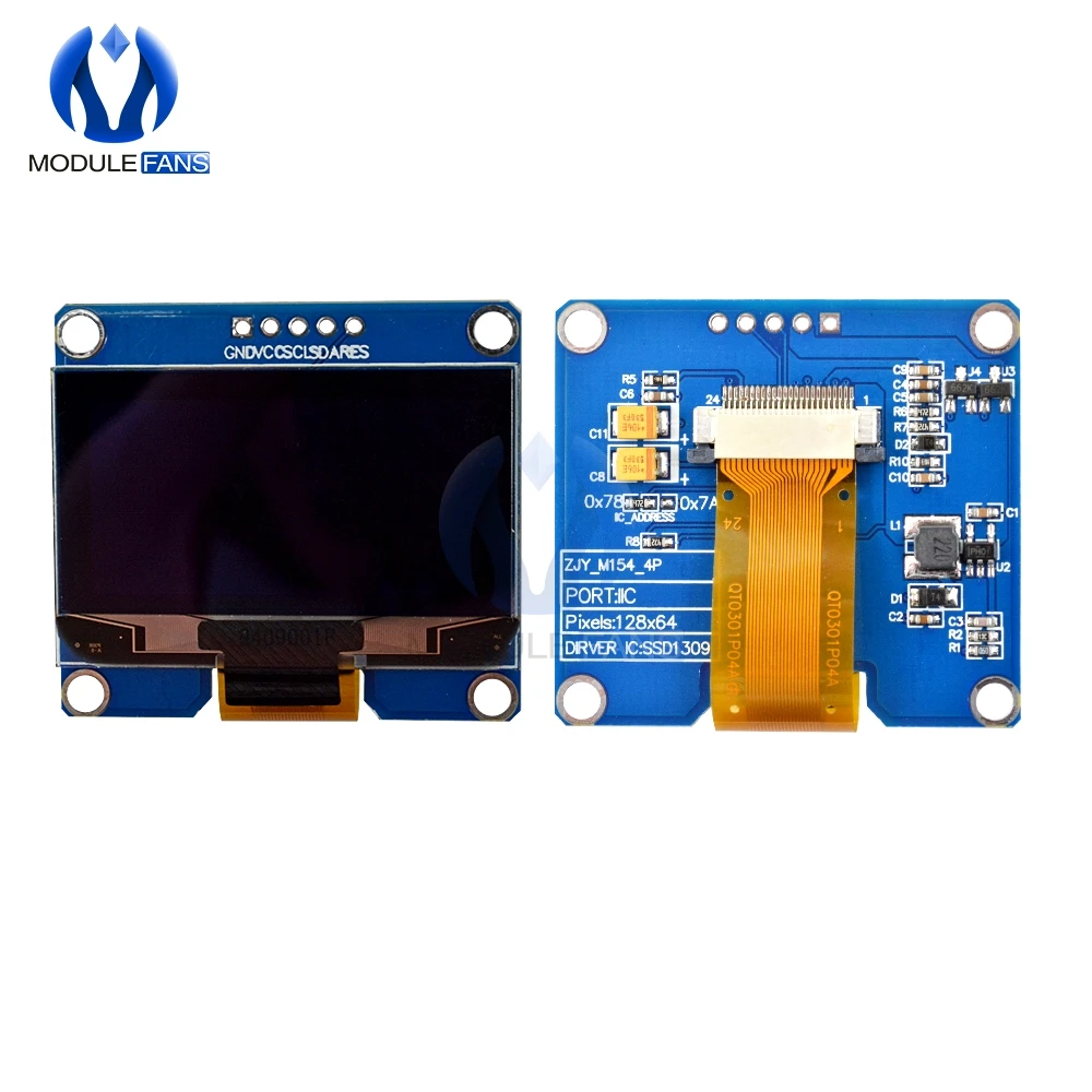 1.54 Inch Geel Wit Blauw IPS 5Pin 128x64 Oled-scherm Module Spi-interface Driver IC Adapter Board voor Arduino