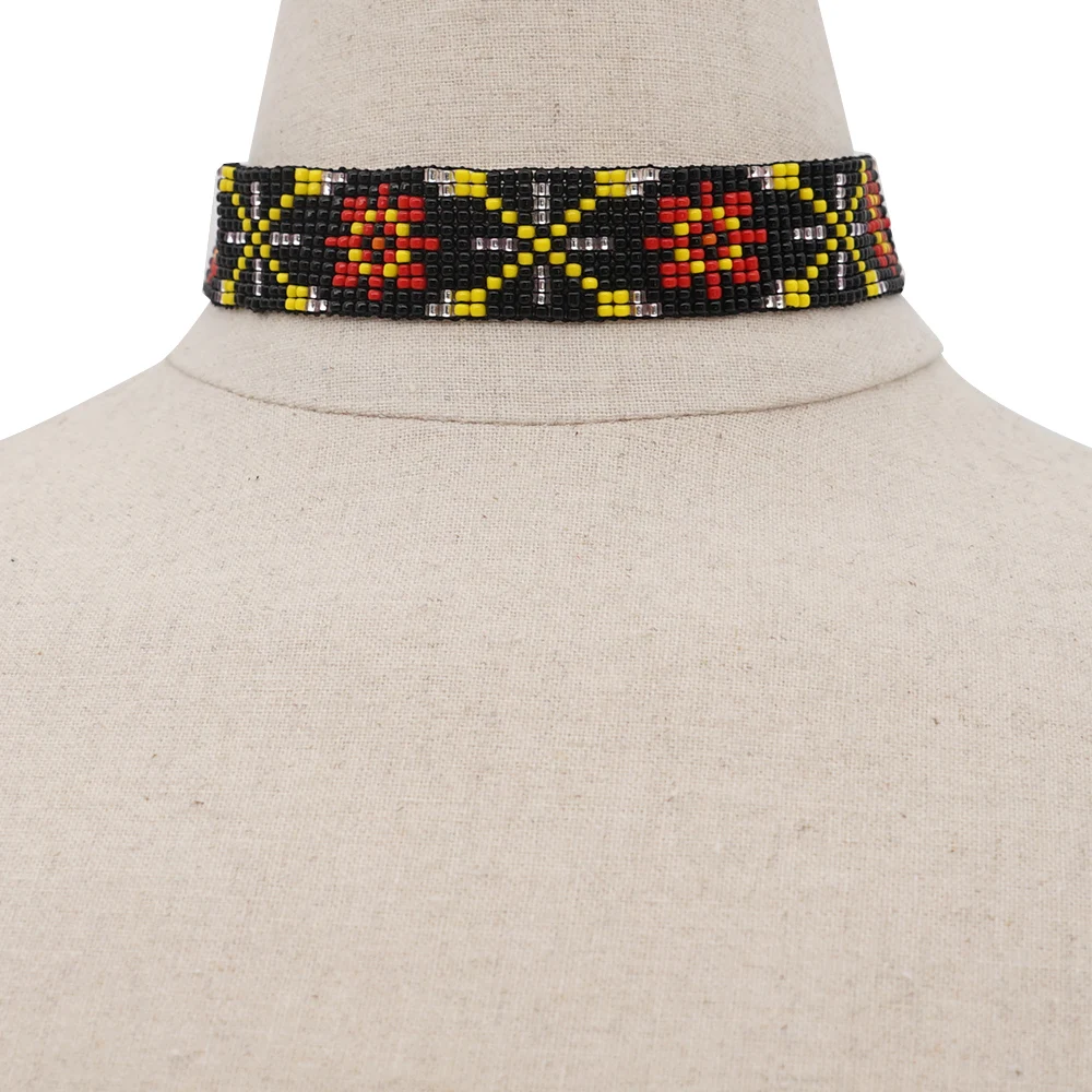 Go2boho Native Necklace Choker African Pattern Jewelry Boho Ethnic American Necklace For Ladies  Handmade Loom Woven Jewelery