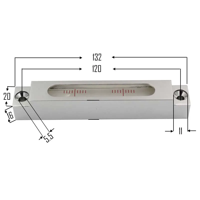 HACCURY High Precision Metal Strip level Bubble Mini Spirit Level Measuring Instument size 132*22*20mm 0.02mm/m