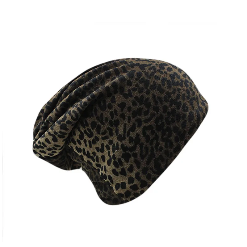 New Women Autumn Hat Warm Fashion Beanies For Lady Cotton Dot Leopard Print Brand Hats Double Used Adult Bonnet Dance Hats Sale