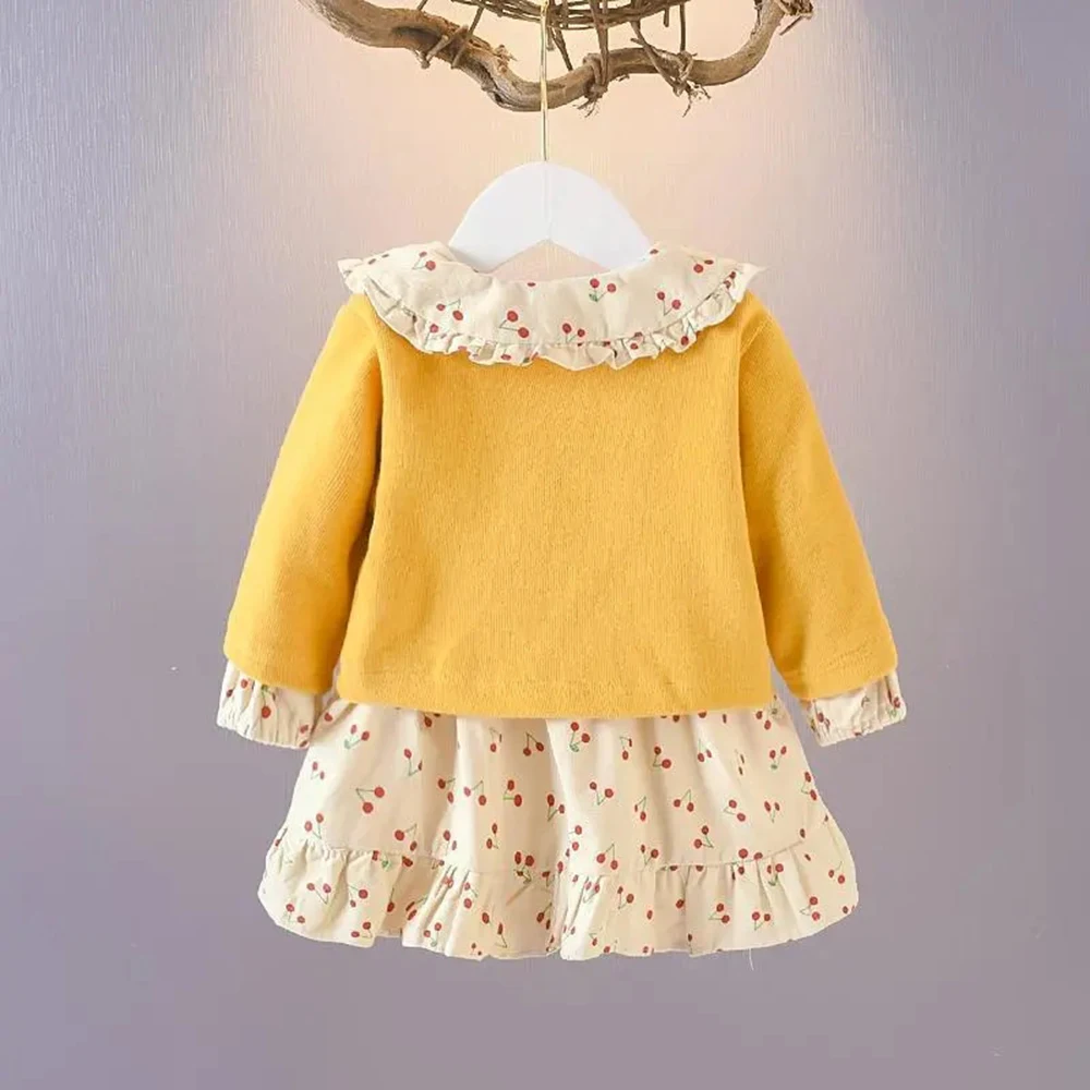 Baby Girls Clothes Sets Autumn Casual Long Sleeve Floral Dress Girls Cardigan Coats Tops Sets Kids Girls Outfit Children Clothes