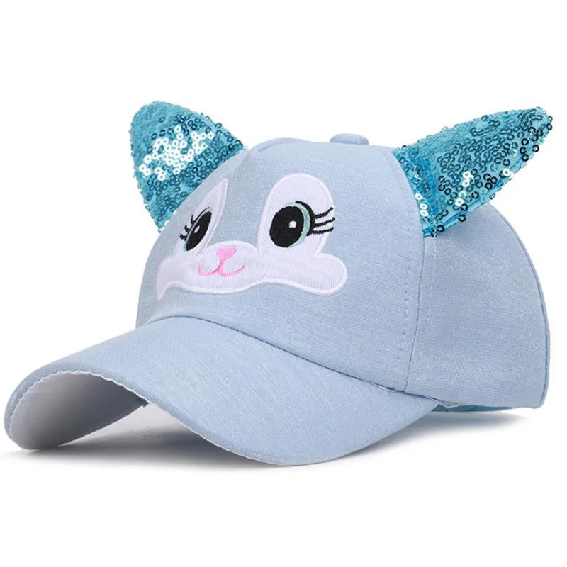 Doitbest spring Child Baseball Cap 2 to 8 Years old Sequin ears summer Hip Hop kids Hats Boys Girls Caps snapback hat