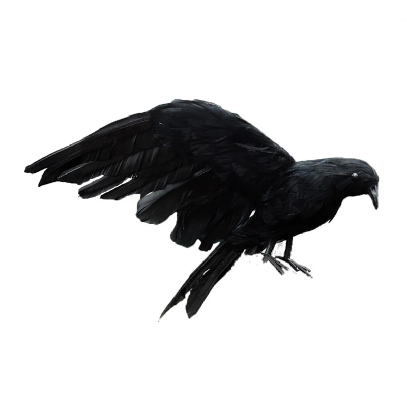 Halloween prop feathers Crow bird large 25x40cm spreading wings Black Crow toy model toy,Performance prop