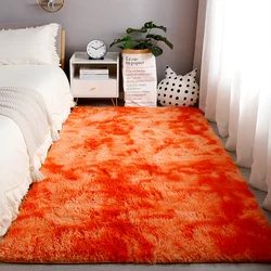 Soft Fluffy Orange Area Rug Colorful Shaggy Kids Room Rug Plush Playing Mat Living Room Carpet Home Decor Carpet Nursery Rugs