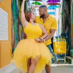 Yellow Mini Tutu Skirt 2022 Tulle Puffy High Low Women Skirt Length Above Knee Prom Party Skirt Custom Made Color And Size 2022