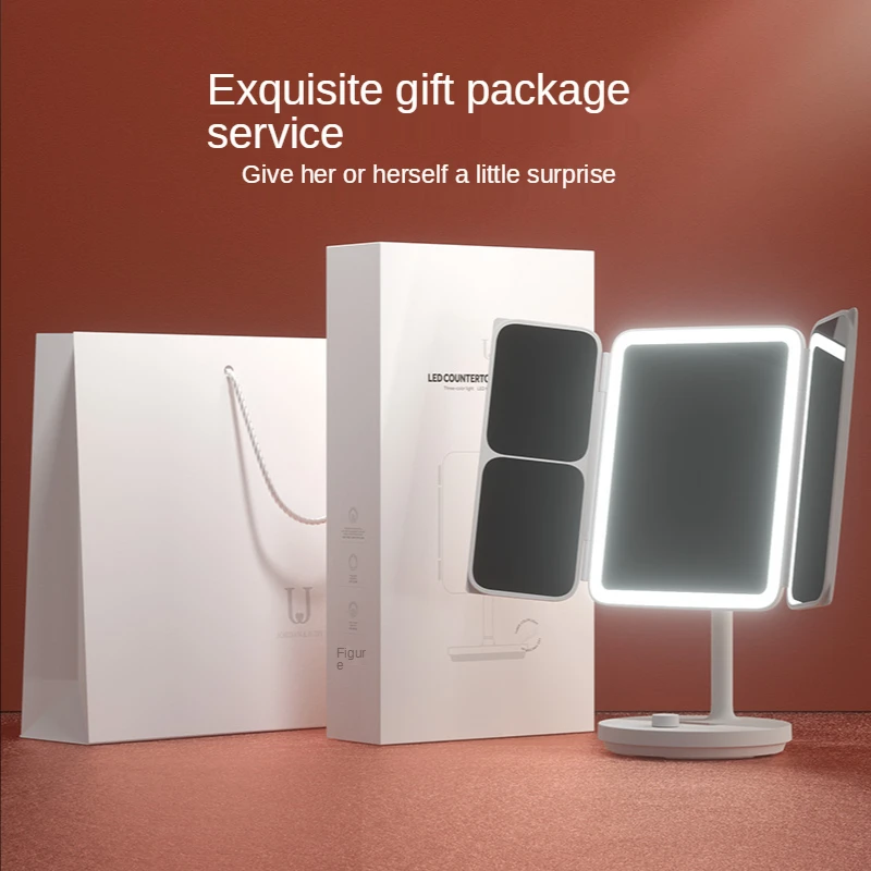 

Mirror Desktop L Portable Folding Shell Mirror with Light Smart Fill Light Cosmetic Mirror Desktop