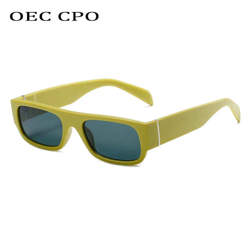 OEC CPO Vintage Rectangle Sunglasses Women Brand Fashion Shades Sqaure Glasses Men Classic Flower Frame Punk Eyewear UV400