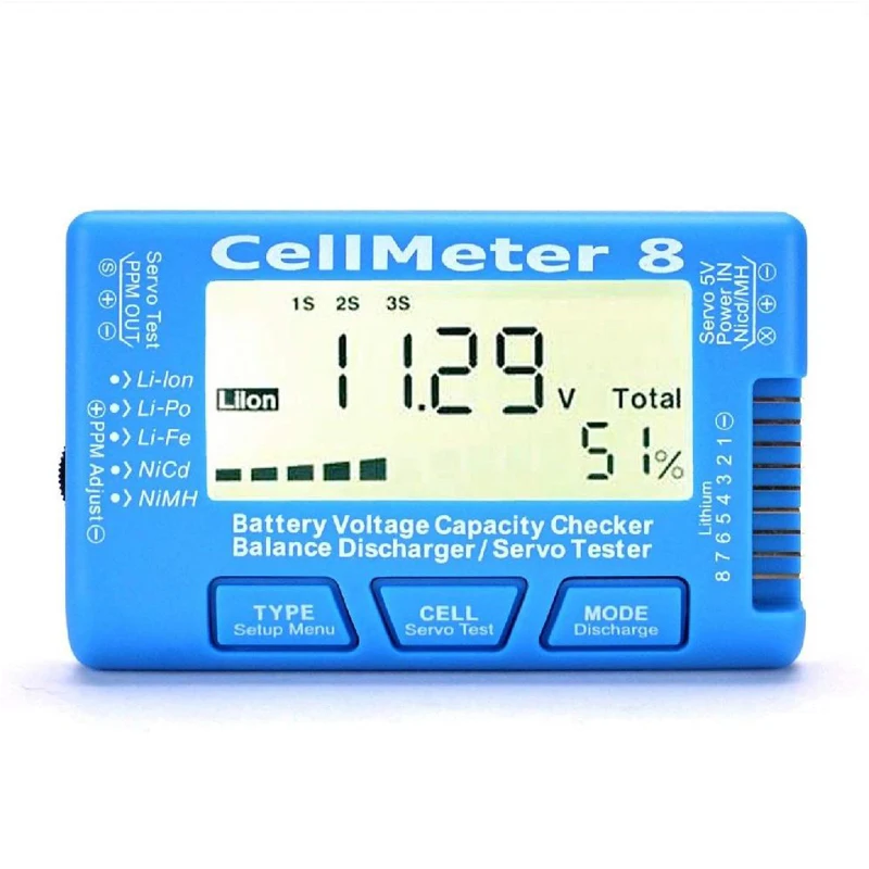 Cell Meter 8 Multifunction 2-8S Electric Display Lithium Battery Voltage Electric Quantity Display Balance Actuator Tester