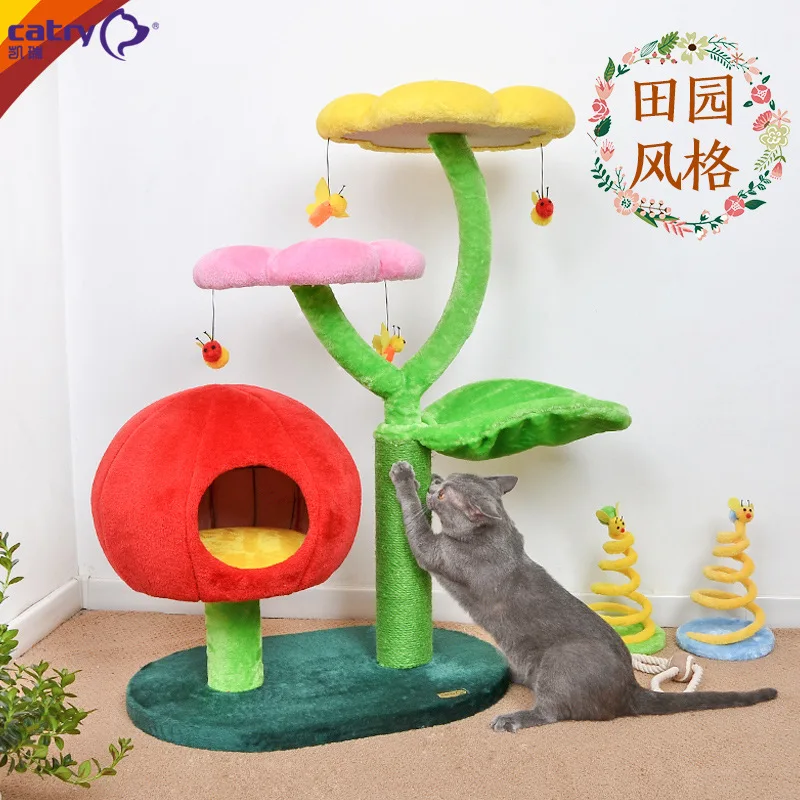 Four-layer Climbing Frame for Cat, Stand, Litter Tree, Ground Column, Claw Grinder, Flower, Paradise