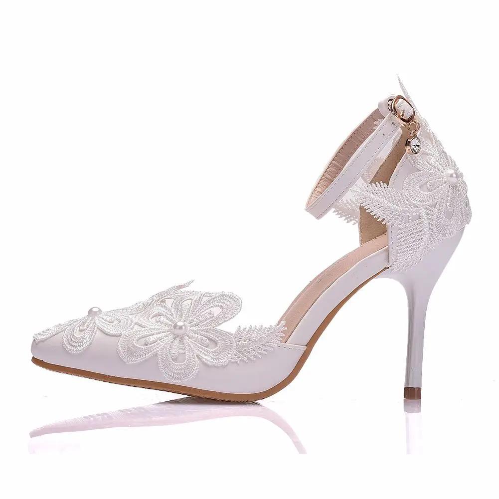 Summer Stiletto Spring White Lace Wedding Shoes Women\'s Dress Pumps High Heels Sandals