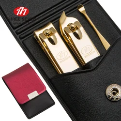 THREE SEVEN/777 Portable Nail Clippers Manicure Set Cuticle Pusher/Earpick 3 in 1 Gold-plated Pedicure Care Nail Art Tools