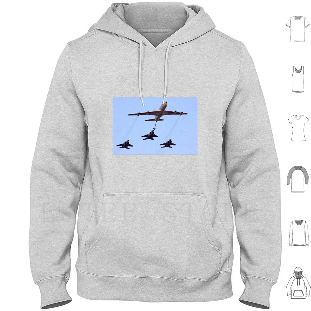 3 Israeli Air Force F15 Fighter Jets Being Refueled By A Boeing 707 In Flight Hoodies Long Sleeve Israel Israel