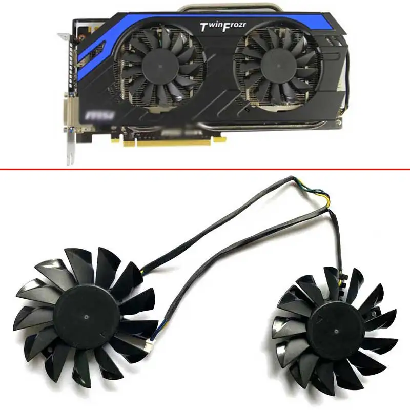 Ventilador de placa de vídeo, 2 pçs, 75mm pld08010s12hh, 4pin n660ti, para msi n660 hawn650 power edition r6950 twin froz