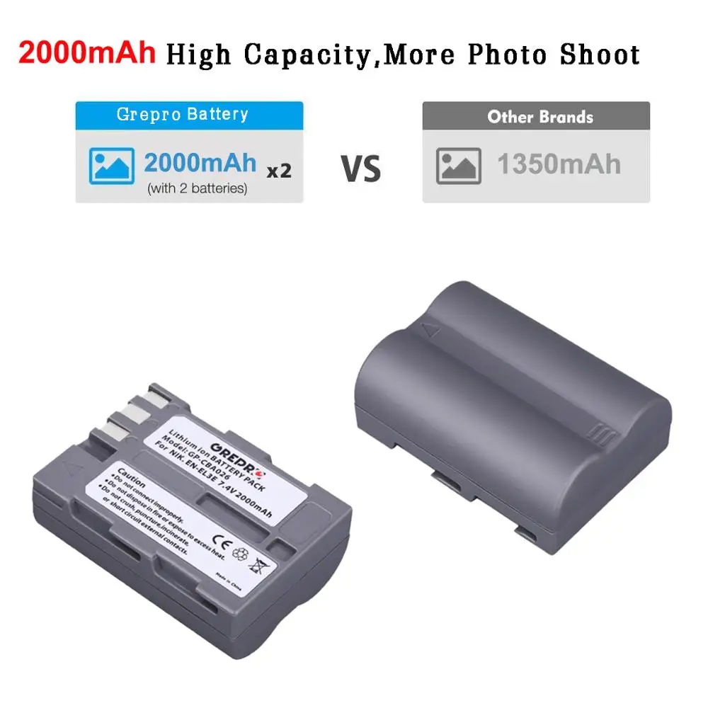 Аккумулятор 2000 мА · ч EN-EL3e EN EL3e ENEL3e + зарядное устройство EN EL3 с портом Type-c для Nikon D30, D50, D70, D70S, D90, D80, D100, D200, D300, D700