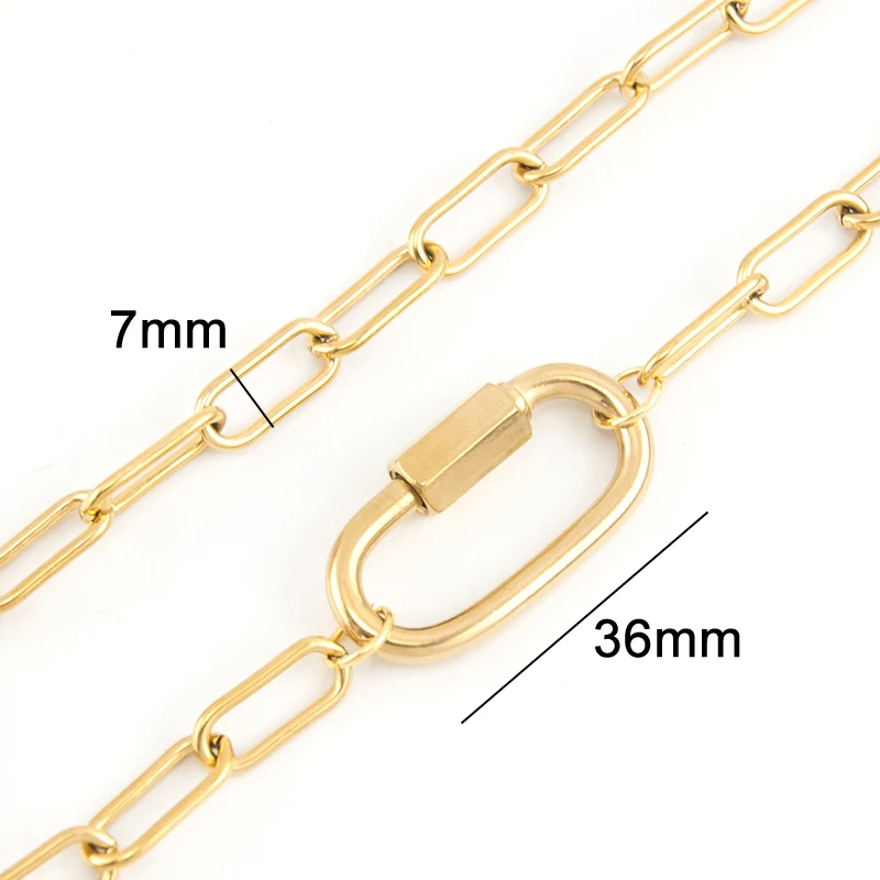 Stainless steel Women Necklace Lucky lock Coin Saint Carabiner hook charm Minimalist Casual Neck Chain Hiphop Female