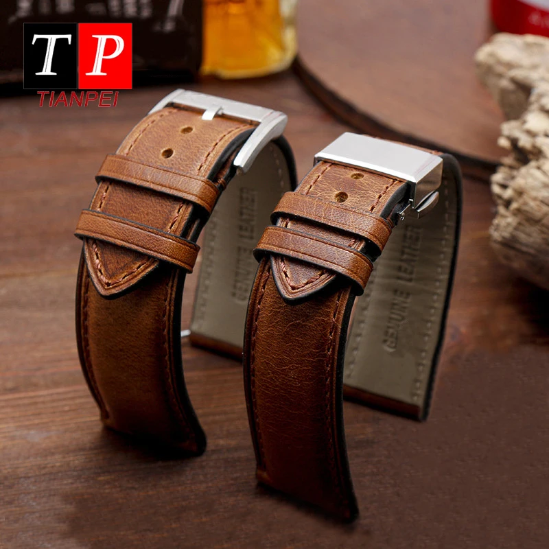 Genuine Leather 22mm watch strap for HAMILTON classic cowhide 20mm watch band replace waterproof bracelet brown Butterfly buckle