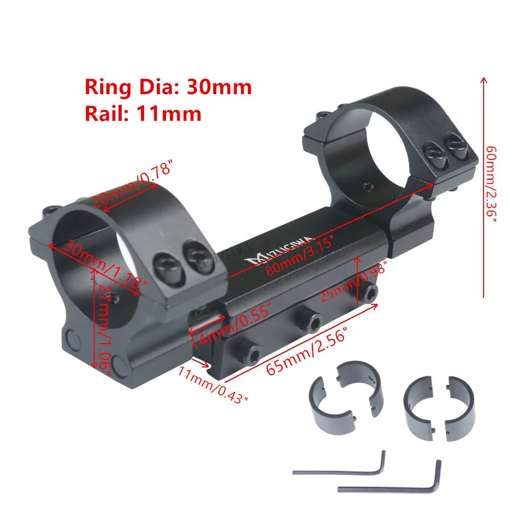 MIZUGIWA 1 inch/30mm Rings 11mm/20mm Dovetail High Profile Scope Mount w/Stop Pin Zero Recoil Base Compensation no logo