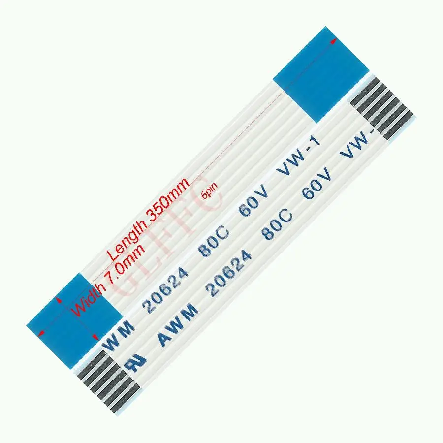 6 핀 1.0 피치 350mm-2900mm A-TTL LCD DVD 컴퓨터용 유연한 플랫 케이블 FFC awm 20624 ROHS