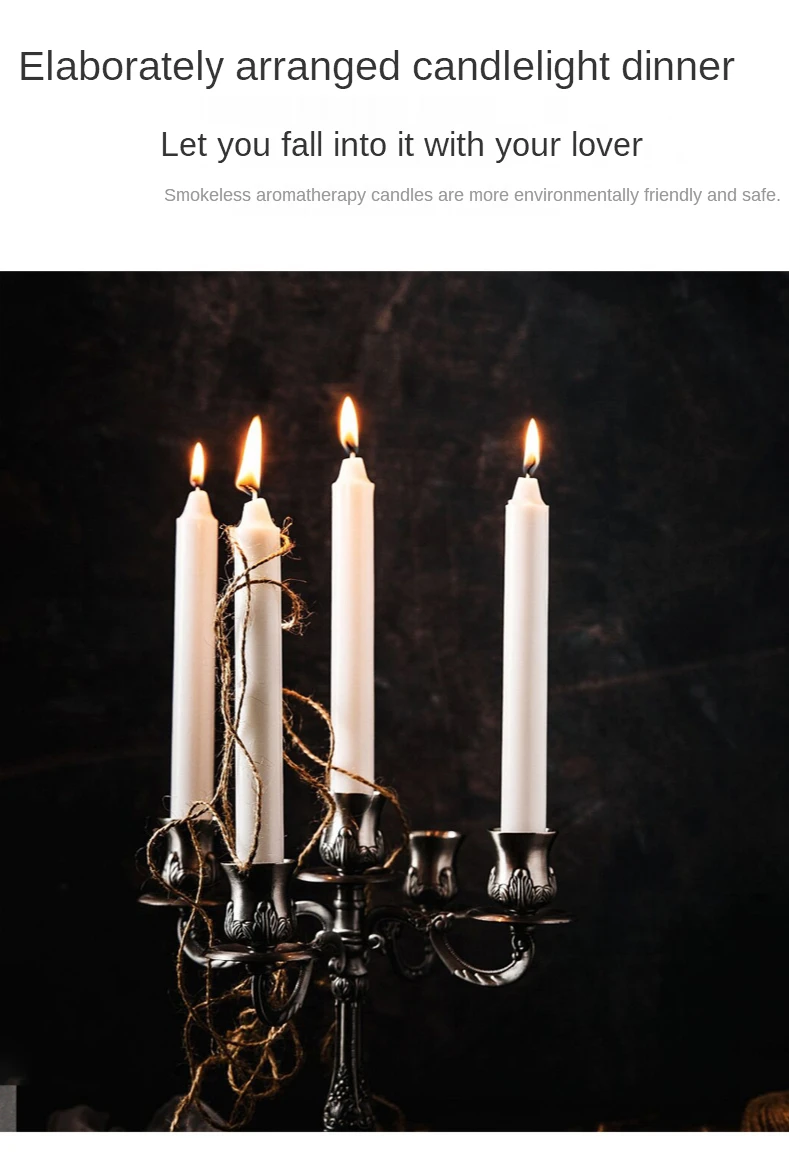 4pcs Classic Candles European Western Food Smokeless Odorless Rod Wax Romantic Wedding Birthday Party Blessing Long Rod Candle