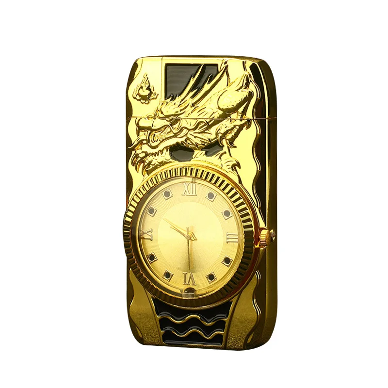 Luxurious Gold Watch Jet Lighter Led Inflated Torch Turbo Gas Windproof Cigarette Metal Lighter Gift For Man Smoking Accessories