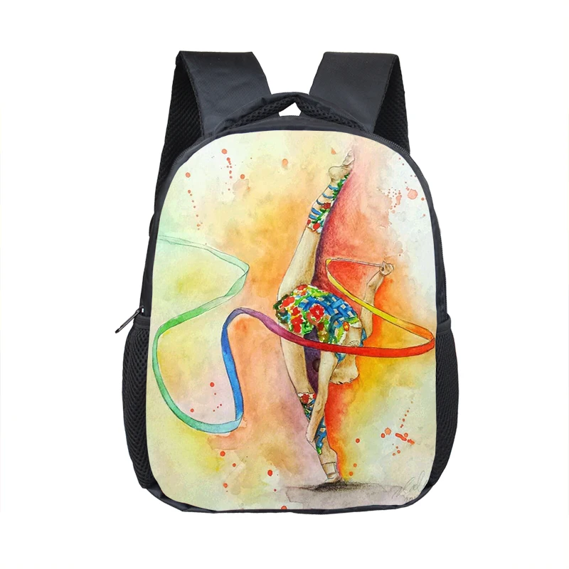 Ginástica Art Print Mochila para Crianças, Mochilas escolares para meninas, Bookbag para crianças, Mochila do Jardim de Infância, Kawaii Bag