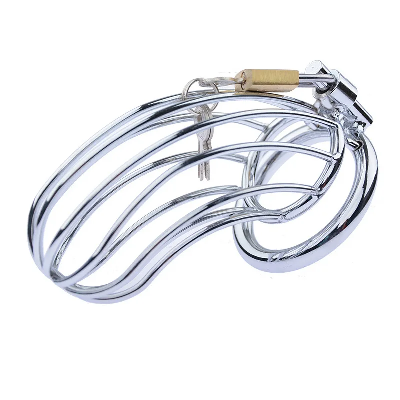 Chastity Cage Male Sex Toys Chastity Device Cock Cage with 40/45/50mm Rings Brass Lock Erotic Urethral Lock Penis Ring Cock Belt