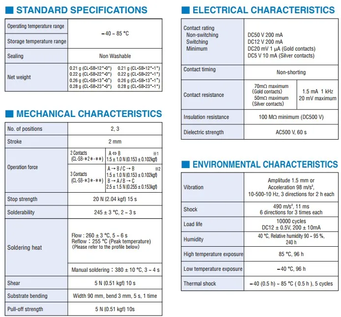 CL-SB-12B-12T Jepang SMD 2-Speed 3-Pin Sisi Toggle Switch Side Slide Switch Emas Kaki