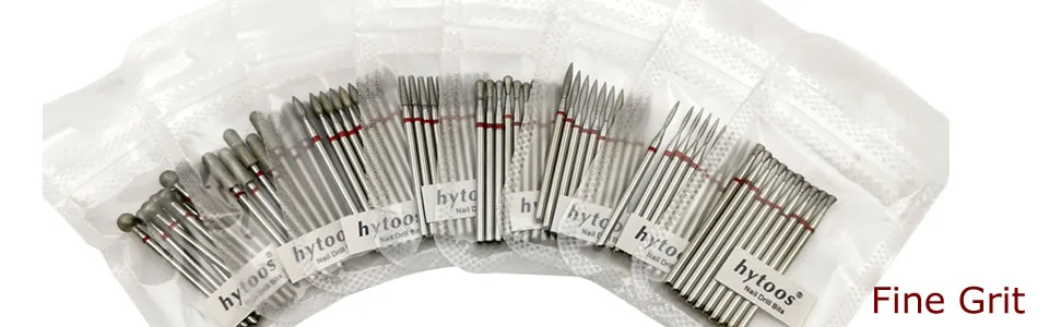 HYTOOS 10pcs/pack Short Tapered Diamond Nail Drill Bits 3/32 Manicure Drills Cuticle Burr Nails Accessories Tools