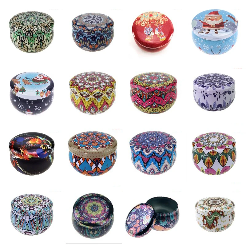 Retro Assorted Empty Metal Storage Tin Cans Jars Containers With Lids For Candy Cookie Lip Balm DIY Candles Cosmetics Ointment